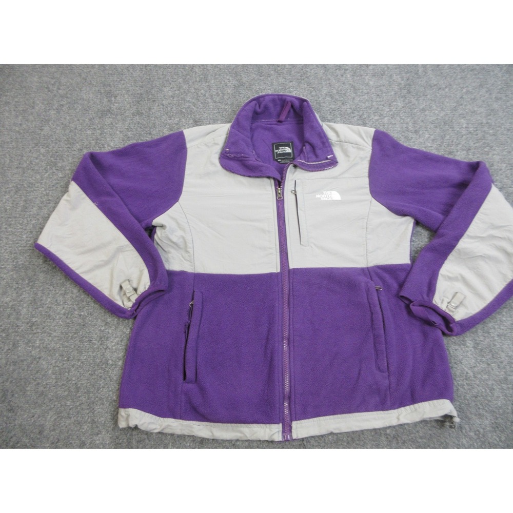 The North Face Fleece Jacket Womens Large Purple Gray Colorblock Full Zip Hiking